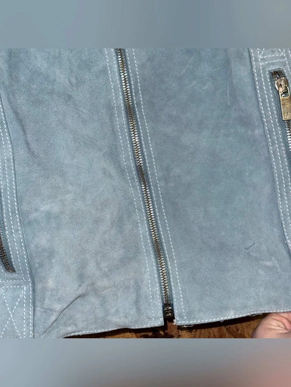 Michael Kors Blue Suede Leather Moto Jacket Italy Made Biker Chic Streetwear 8